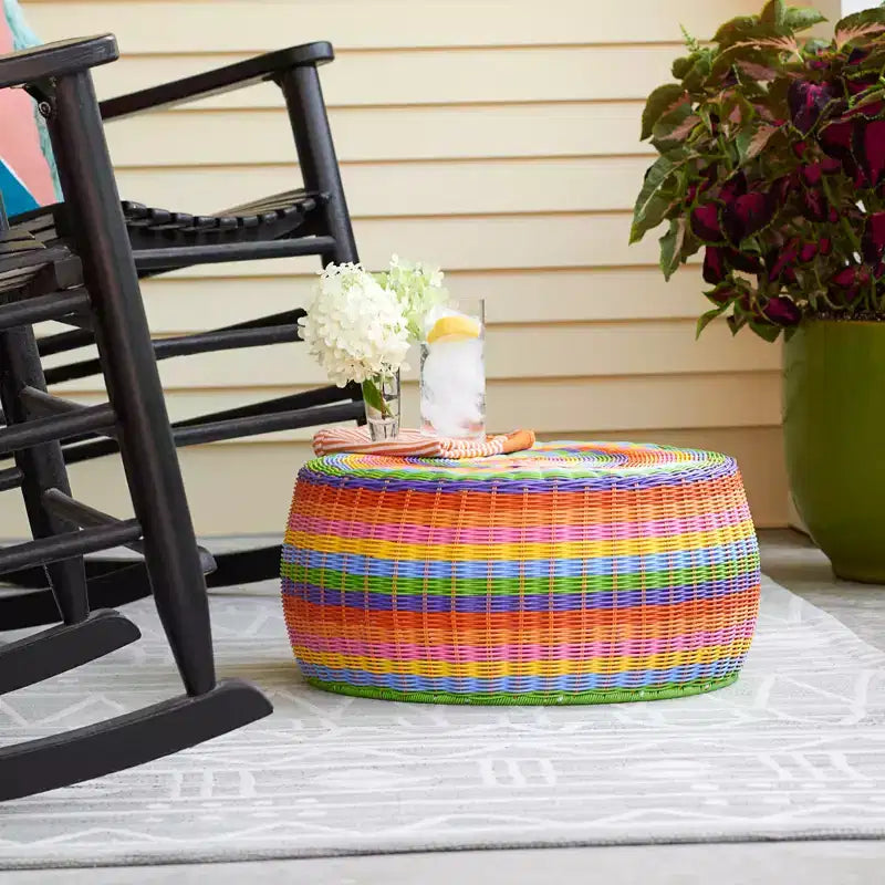 Table ottomane en résine tressée