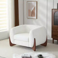 Fauteuil club contemporain en bouclette, beige