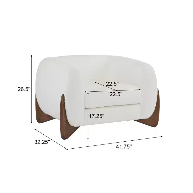 Fauteuil club contemporain en bouclette, beige