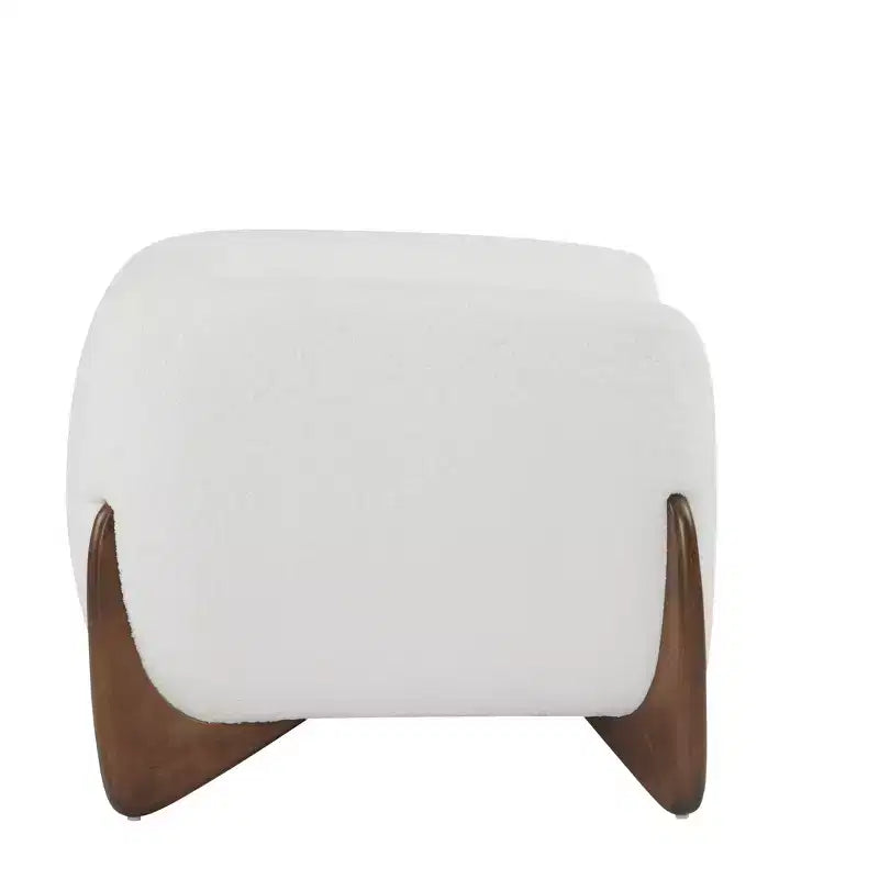 Fauteuil club contemporain en bouclette, beige