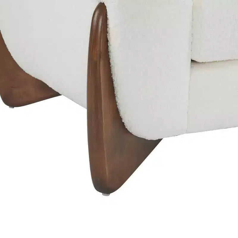 Fauteuil club contemporain en bouclette, beige