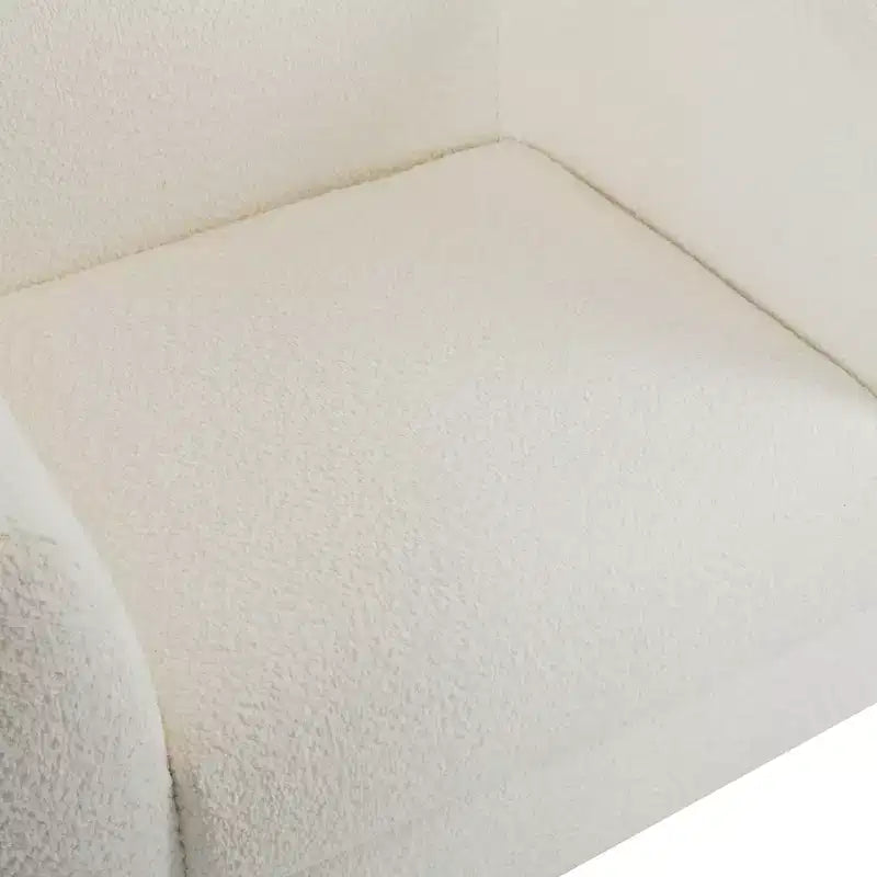 Fauteuil club contemporain en bouclette, beige