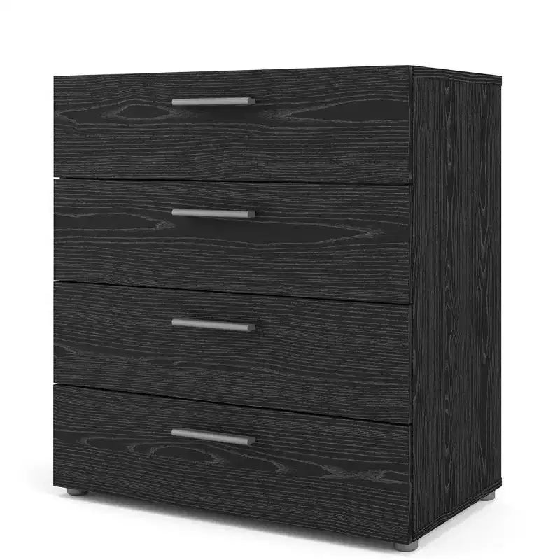 Commode 4 tiroirs, imitation bois noir