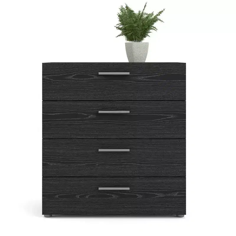 Commode 4 tiroirs, imitation bois noir