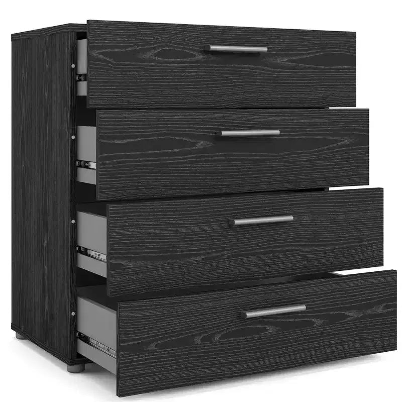 Commode 4 tiroirs, imitation bois noir