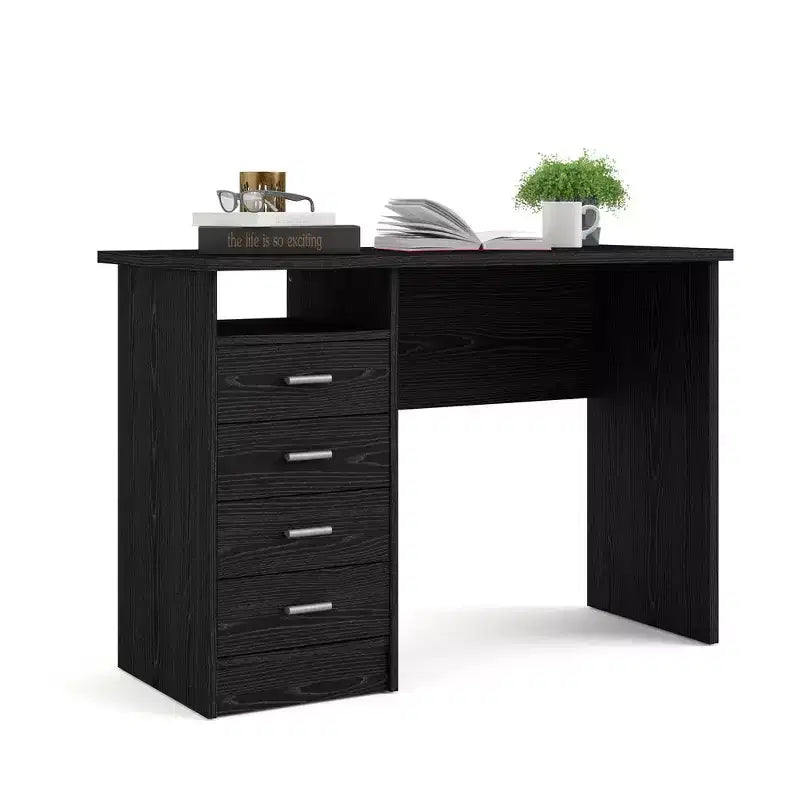 Bureau 4 tiroirs imitation bois noir