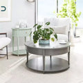 Table basse ronde à deux niveaux, grise