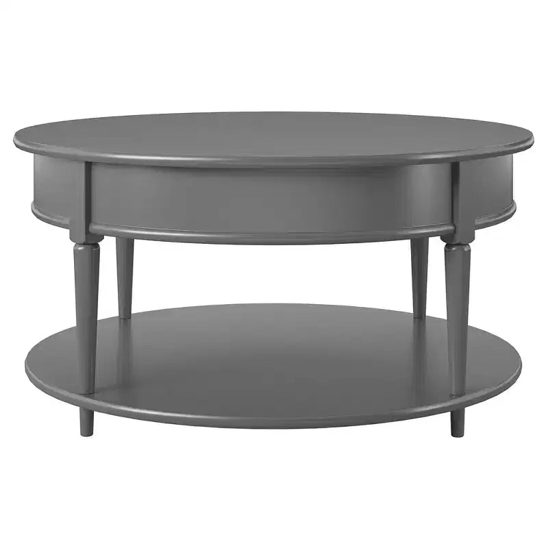 Table basse ronde à deux niveaux, grise