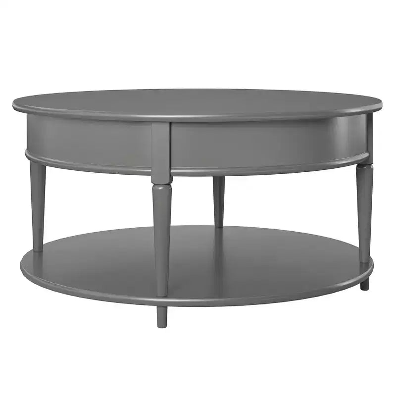 Table basse ronde à deux niveaux, grise