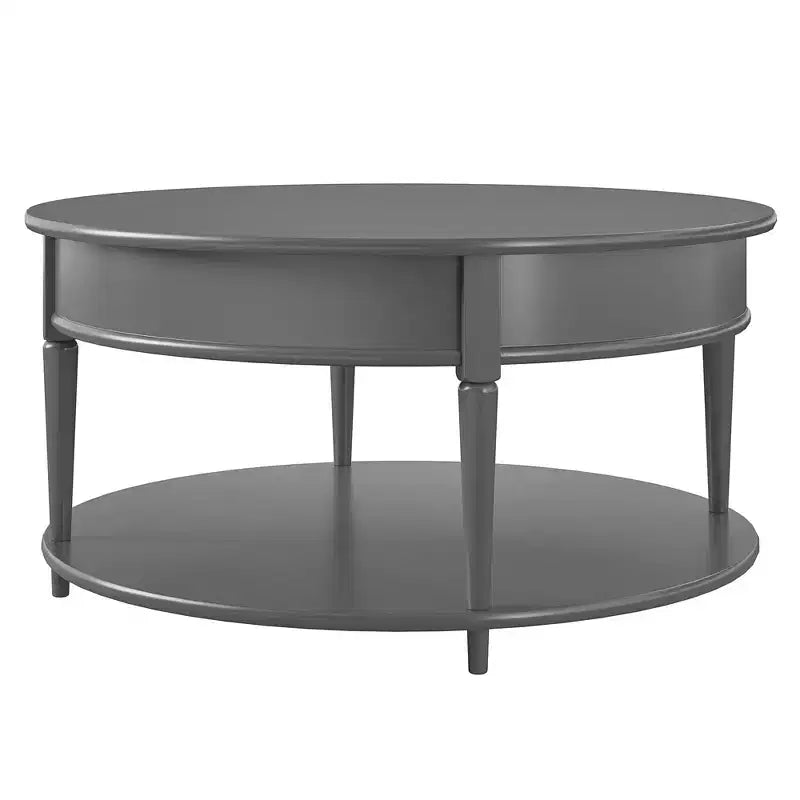 Table basse ronde à deux niveaux, grise