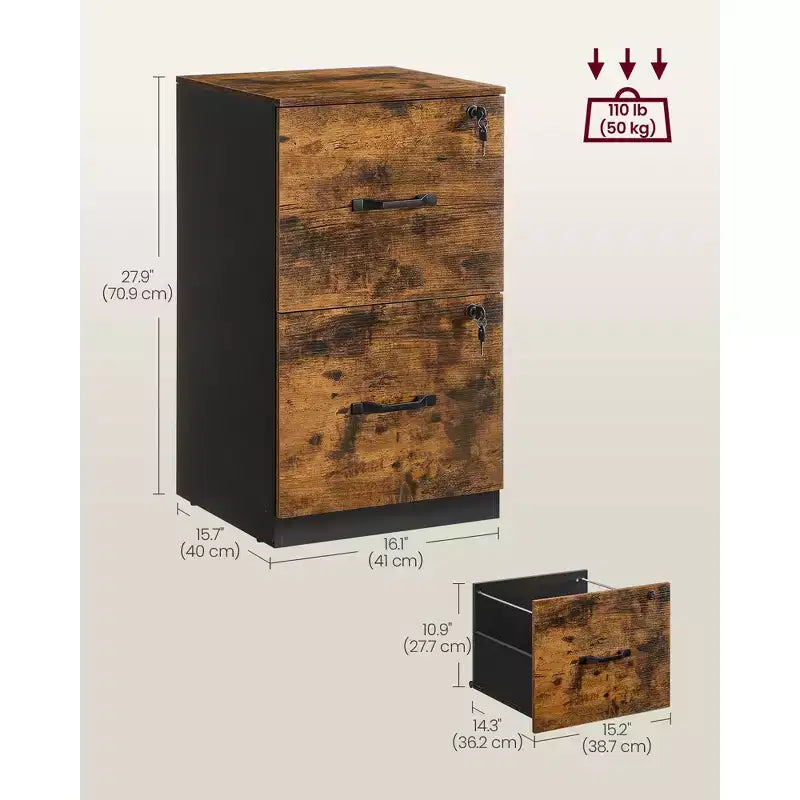Meuble de classement vertical à 2 tiroirs avec 2 tiroirs verrouillables, rail de suspension réglable, meuble de classement, support d'imprimante