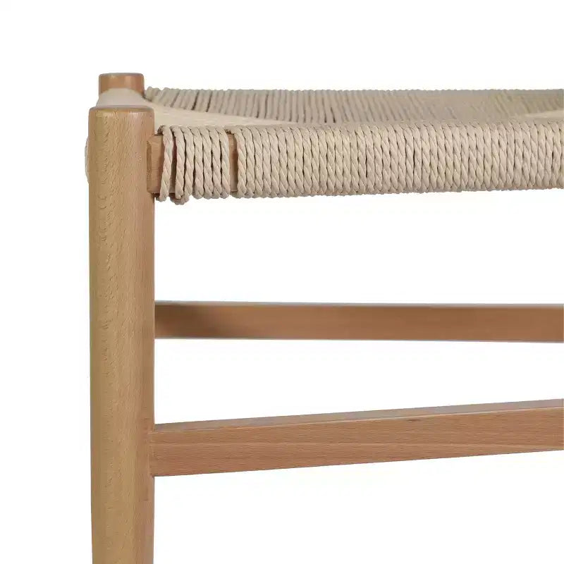 Chaise de salle à manger empilable avec dossier en Y, structure en bois massif, assise en corde de papier kraft tressée