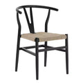 Merrick Lane Stack Dining Chair with Y-Back Style Design, Solid Wood Frame, Woven Kraft Paper Rope Seat