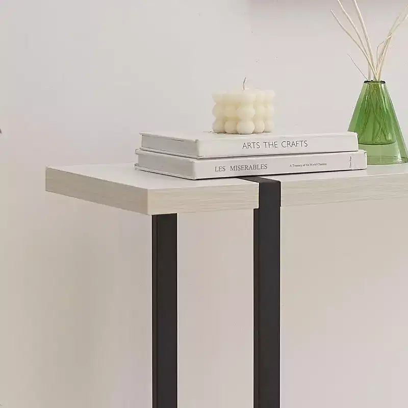 Table console avec étagères - Table de canapé moderne en métal et bois pour salon, entrée, couloir, hall d'entrée