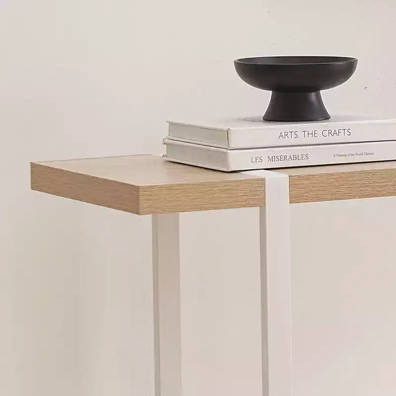 Table console avec étagères - Table de canapé moderne en métal et bois pour salon, entrée, couloir, hall d'entrée