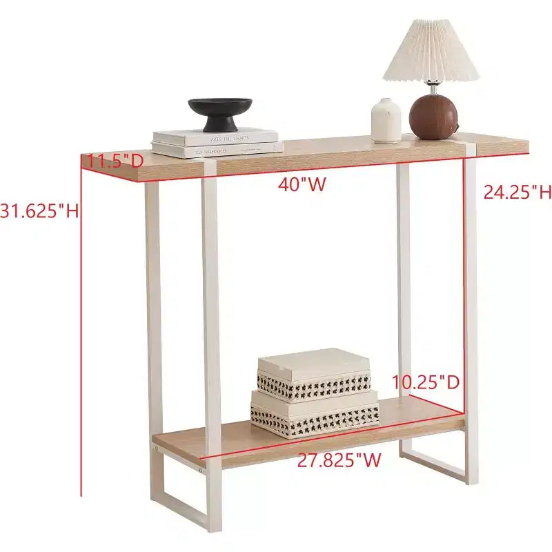Table console avec étagères - Table de canapé moderne en métal et bois pour salon, entrée, couloir, hall d'entrée