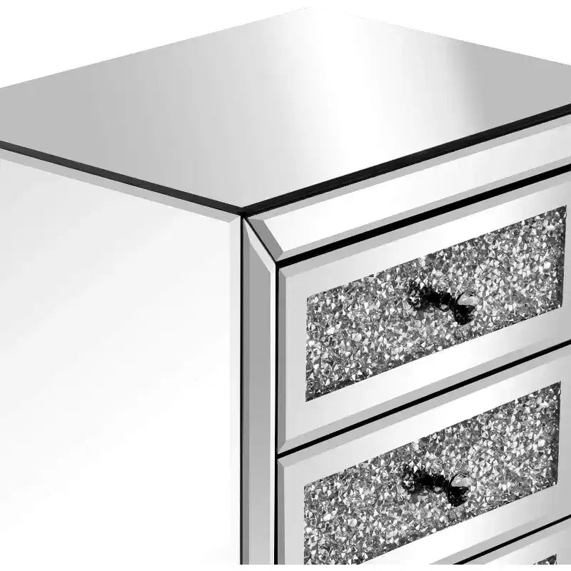 Table de chevet effet miroir avec 3 tiroirs, table d'appoint moderne pour chevet, finition miroir