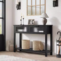 43.3'' Entryway Table, Wood Console Table with 2 Glass Drawers and Open Shelf,Behind Couch Entry Foyer Hallway Storage,for Living Room, Hallway