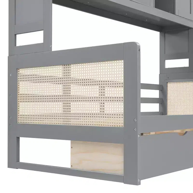 Lit de repos simple/double avec bibliothèque de rangement, lit de repos en bois avec armoires de rangement et étagères