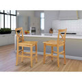 HomeStock 41.5 in.H Brown Finish High Back Wooden Counter Barstool in Rectangle Shape with Wood Unupholstered