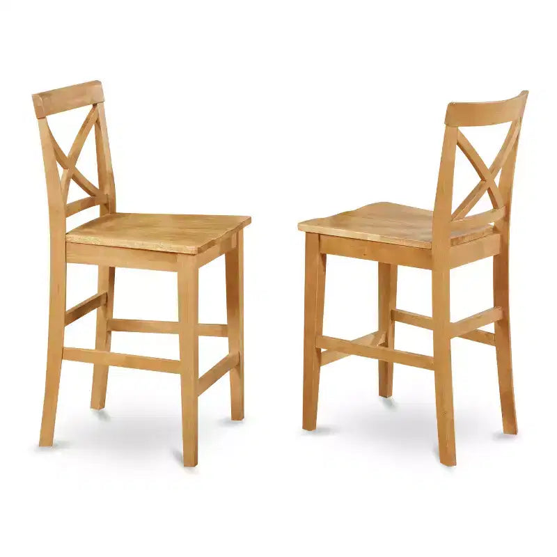 Tabouret de bar haut à dossier haut en bois finition marron de forme rectangulaire, non capitonné