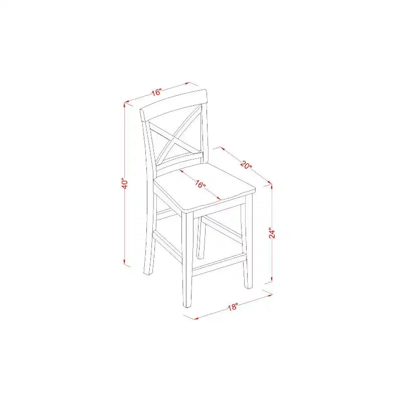 Tabouret de bar haut à dossier haut en bois finition marron de forme rectangulaire, non capitonné