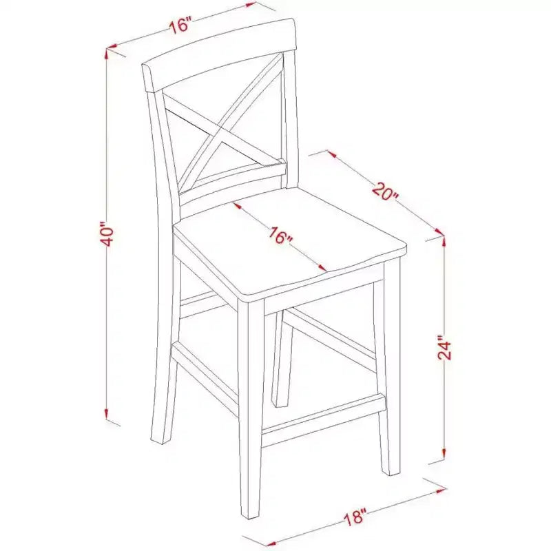 Tabouret de bar haut à dossier haut en bois finition marron de forme rectangulaire, non capitonné