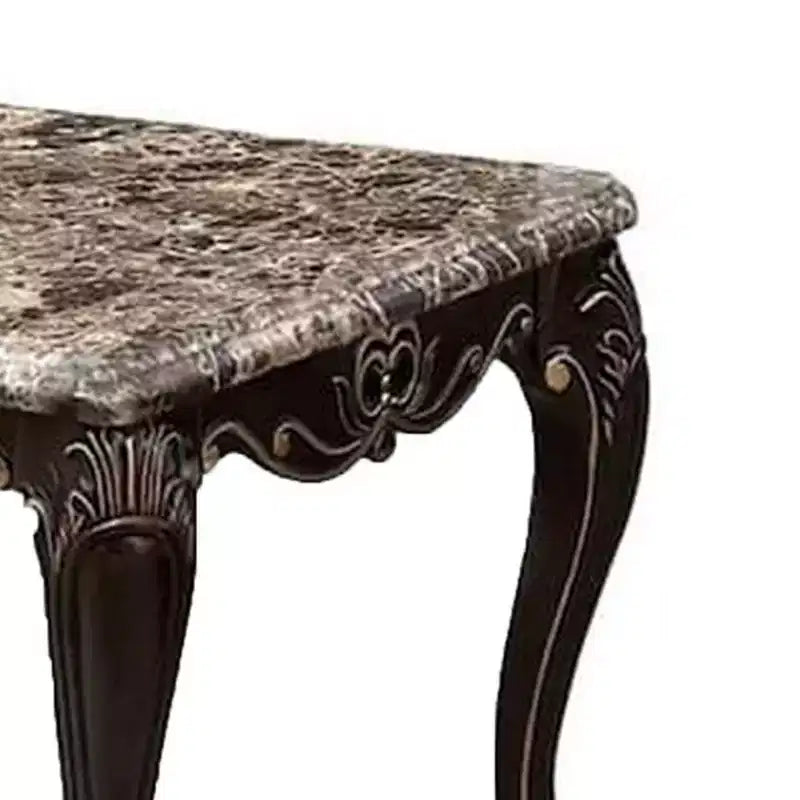 Table d'appoint, bois noyer foncé, détails sculptés, 71 cm