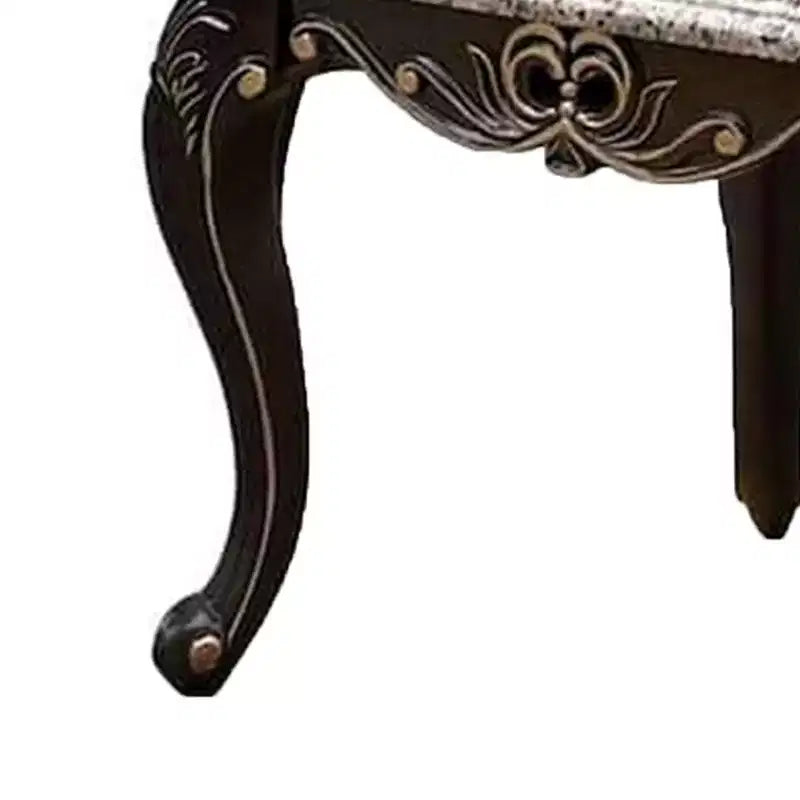 Table d'appoint, bois noyer foncé, détails sculptés, 71 cm