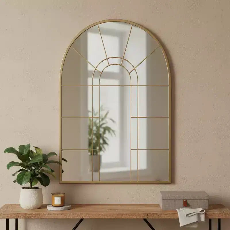 Miroir d'appoint encadré, motif arche en métal noir