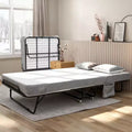 Lit pliant avec matelas, lit portable pliable sur roulettes avec poche latérale de rangement pour bureau, chambre, gain de place, rangement facile