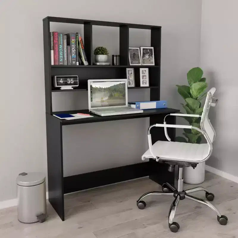 Clihome Modern Floating Desk, Floating Desk with 3 Shelves,Wall Mounted Computer Desk with Matte Finish for Small Spaces