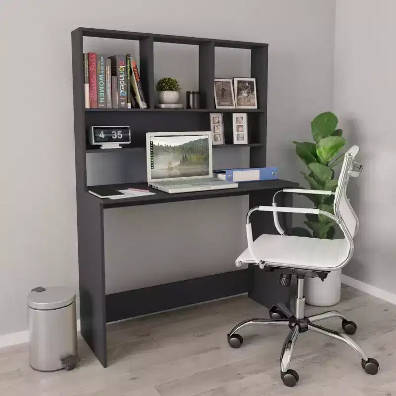 Bureau flottant moderne, Bureau flottant avec 3 étagères, Bureau d'ordinateur mural au fini mat pour petits espaces