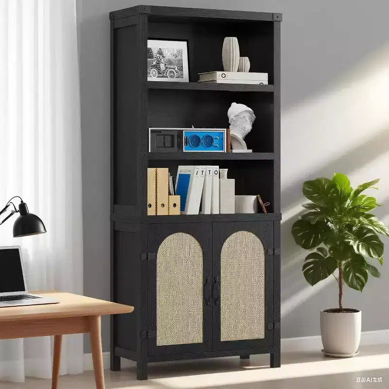Bibliothèque avec portes, étagère haute de 180 cm avec rangements pour bureau à domicile