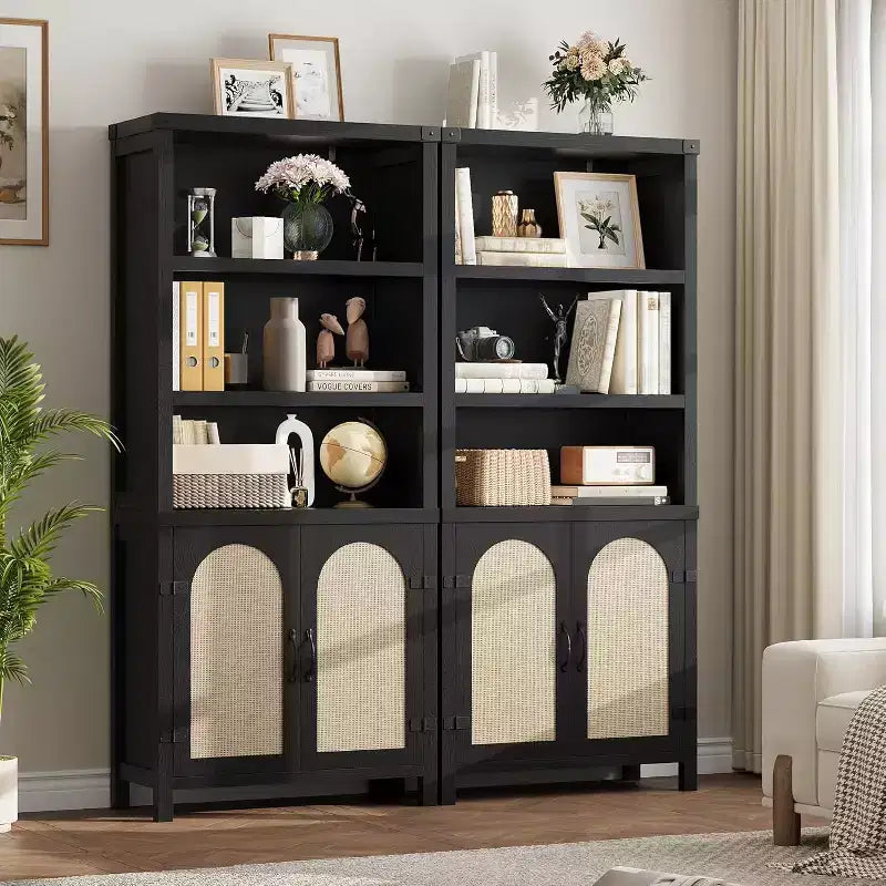Bibliothèque avec portes, étagère haute de 180 cm avec rangements pour bureau à domicile