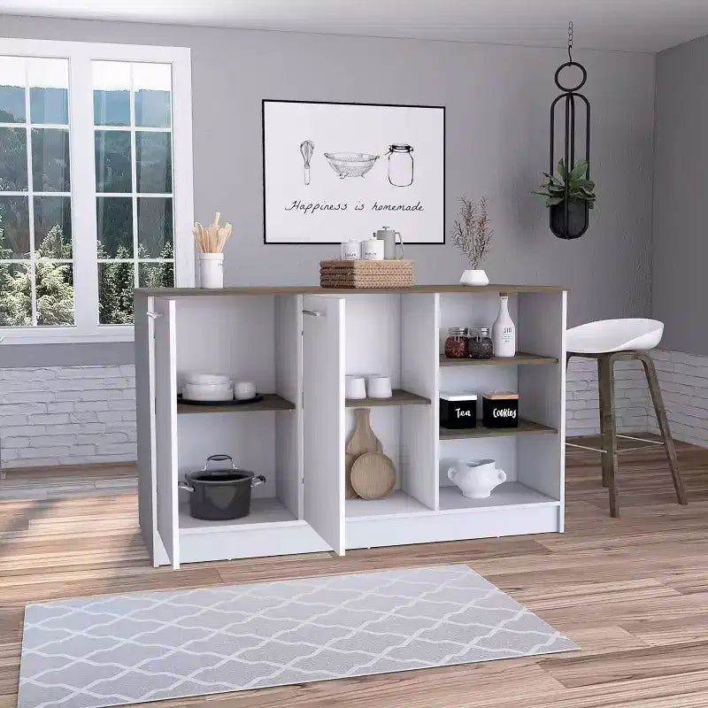 Îlots de cuisine en aggloméré avec 2 portes et 5 étagères