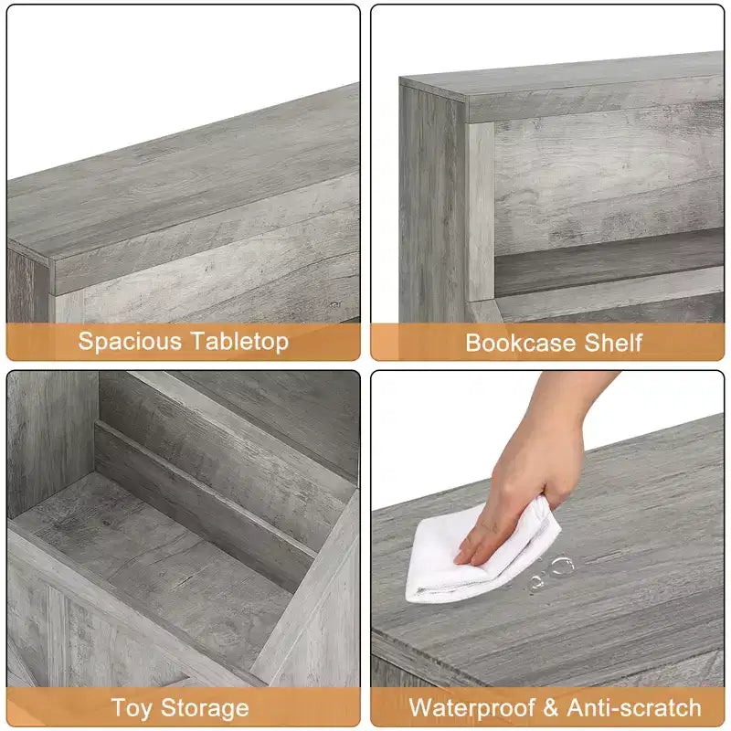 Étagère à Livres pour Enfants, Armoire de Rangement avec Dispositif Anti-Basculement, Boîte de Rangement Étanche pour Tout-Petits pour Crèche, Salle de Jeux, Chambre à Coucher, Couloir