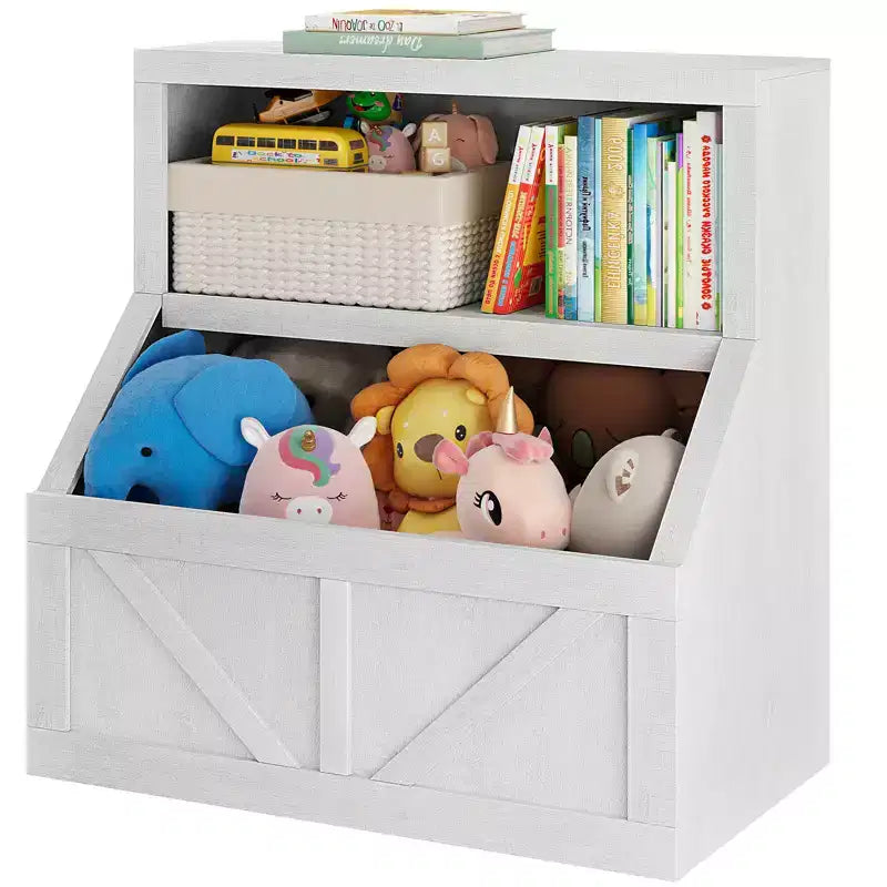 Kids Bookshelf, Storage Organizer Cabinet with Anti-Tipping Device, Waterproof Toddler Organizer Box for Nursery, Playroom, Bedroom, Hallway