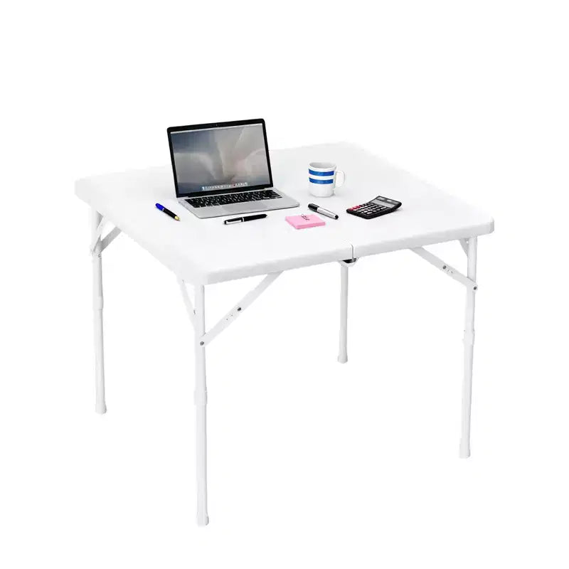 Table carrée pliable de 34 pouces, table de carte pliable multifonctionnelle et portable avec poignée de transport pour utilisation intérieure, extérieure et en camping, plateau en plastique