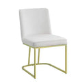 Royal Hampton 24 Inch Side Dining Chair Set of 2, Soft Off White Velvet, Gold Metal Base
