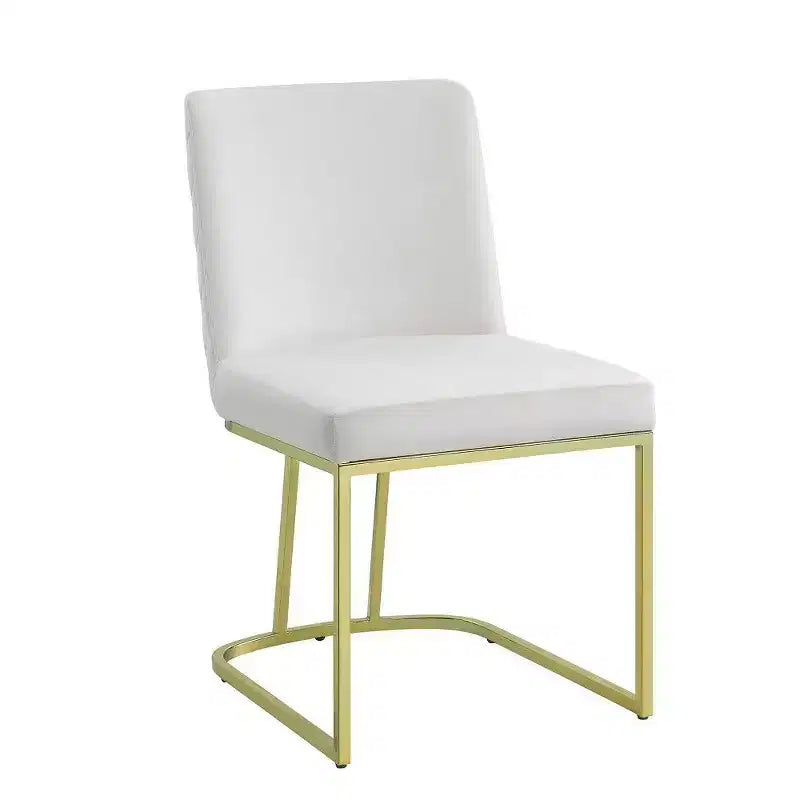 Royal Hampton 24 Inch Side Dining Chair Set of 2, Soft Off White Velvet, Gold Metal Base