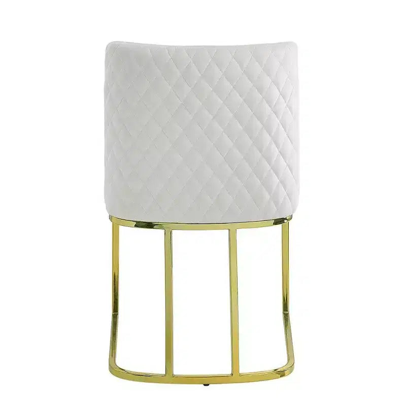 Chaise de salle à manger latérale en velours doux blanc cassé, piètement en métal doré