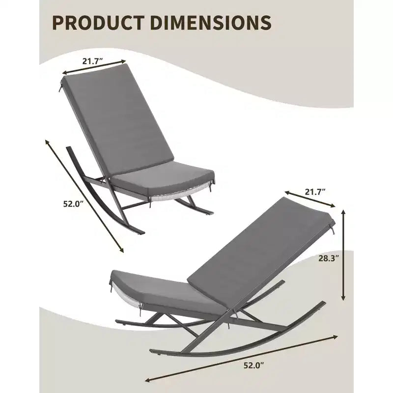Fauteuil à bascule d'extérieur, chaises à bascule, fauteuil de jardin en rotin avec coussins pour véranda, pelouse