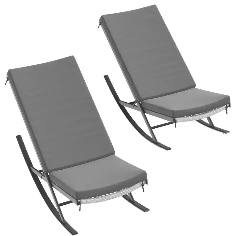 Fauteuil à bascule d'extérieur, chaises à bascule, fauteuil de jardin en rotin avec coussins pour véranda, pelouse