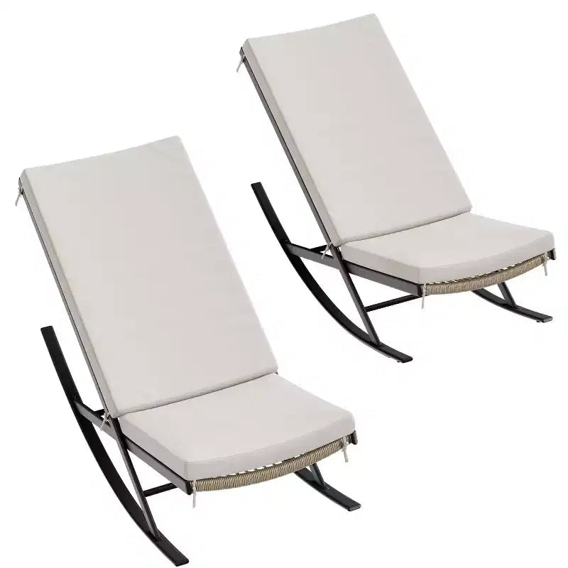 Fauteuil à bascule d'extérieur, chaises à bascule, fauteuil de jardin en rotin avec coussins pour véranda, pelouse