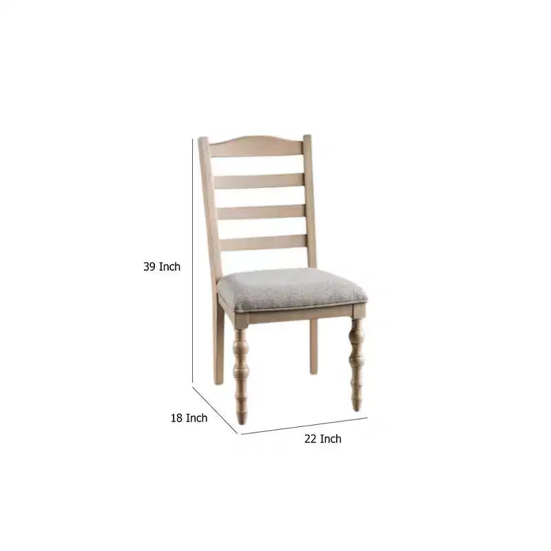 Chaise de salle à manger, pieds tournés, bois massif marron clair