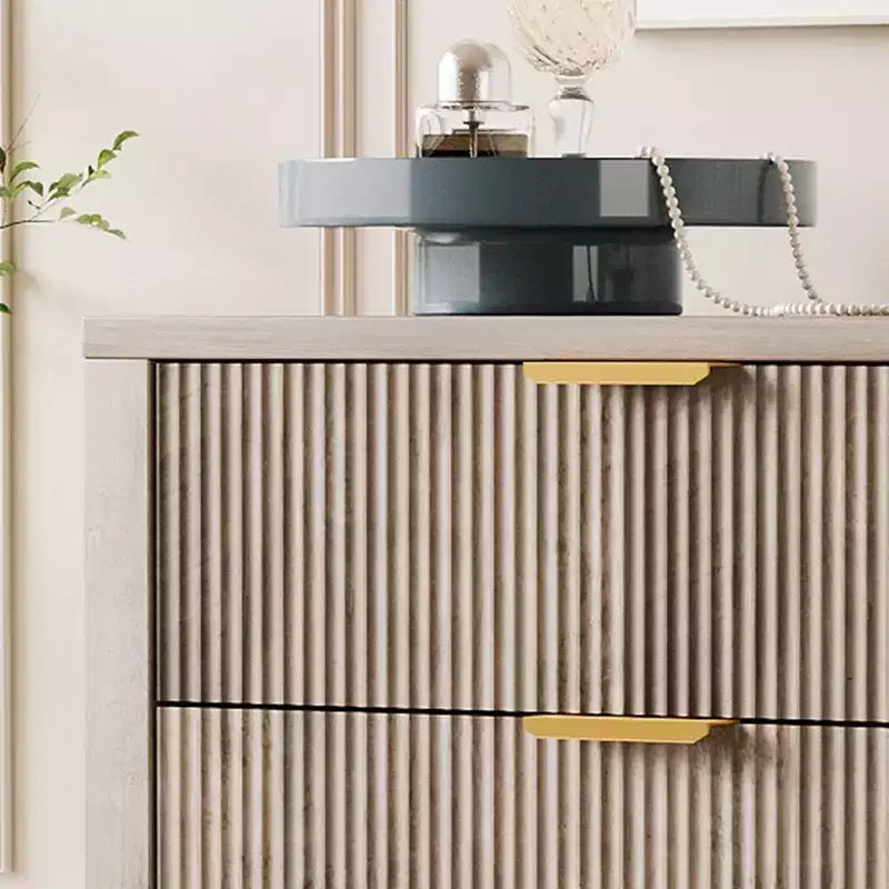 Commode flûtée à 5 tiroirs, commode étroite en bois de 45 po de hauteur pour petits espaces, commode de style ferme moderne pour chambre à coucher, chambre de bébé, appartement