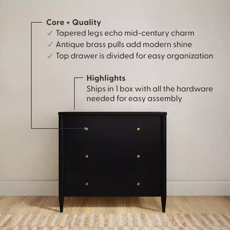 Commode à 3 tiroirs et tiroir supérieur divisé
