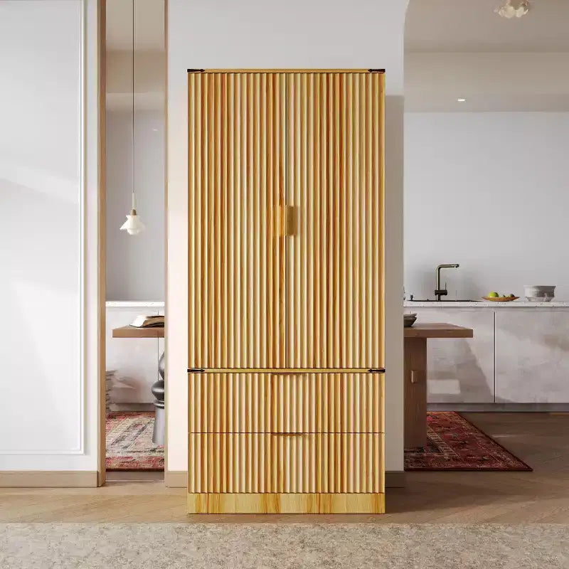 Garde-manger de cuisine en bois - Meuble à porte magnétique, étagères réglables et tiroir de rangement