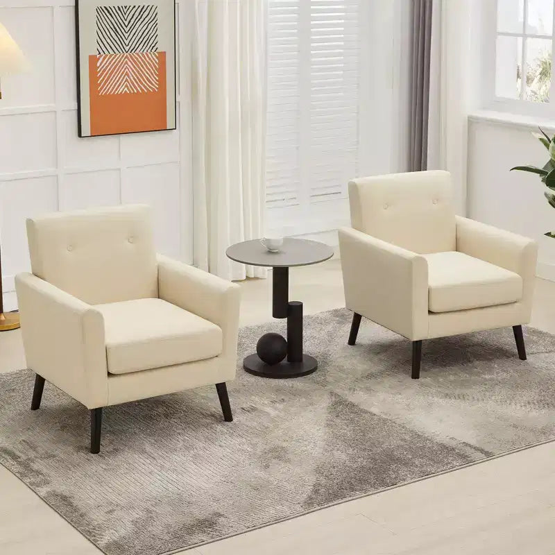 Fauteuil d'appoint, Fauteuil de salon moderne à dossier haut, Fauteuil de lecture en tissu de lin, Fauteuil simple confortable, Coussin haute résilience